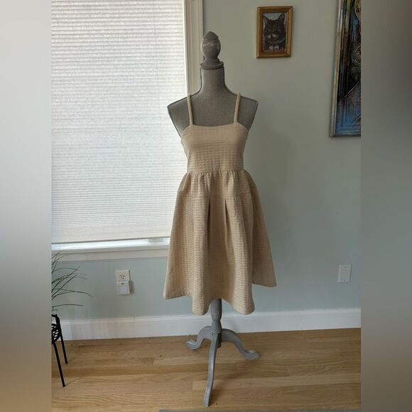 NWT Off-white cream Quilted Velvet Jumper Baby Doll Mini Dress size XS - Picture 2 of 9